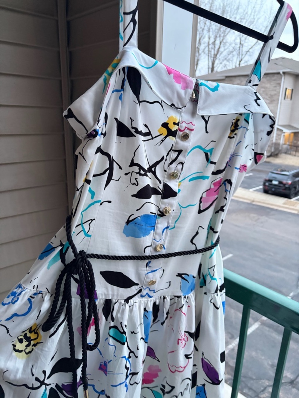 🆕🌸🦋Karl Lagerfeld Paris Floral Midi Cotton Pockets Dress White Summer Size4 6 12 - Picture 7 of 17